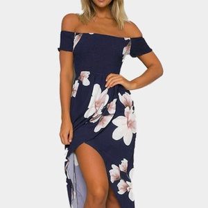Floral off shoulder midi dress